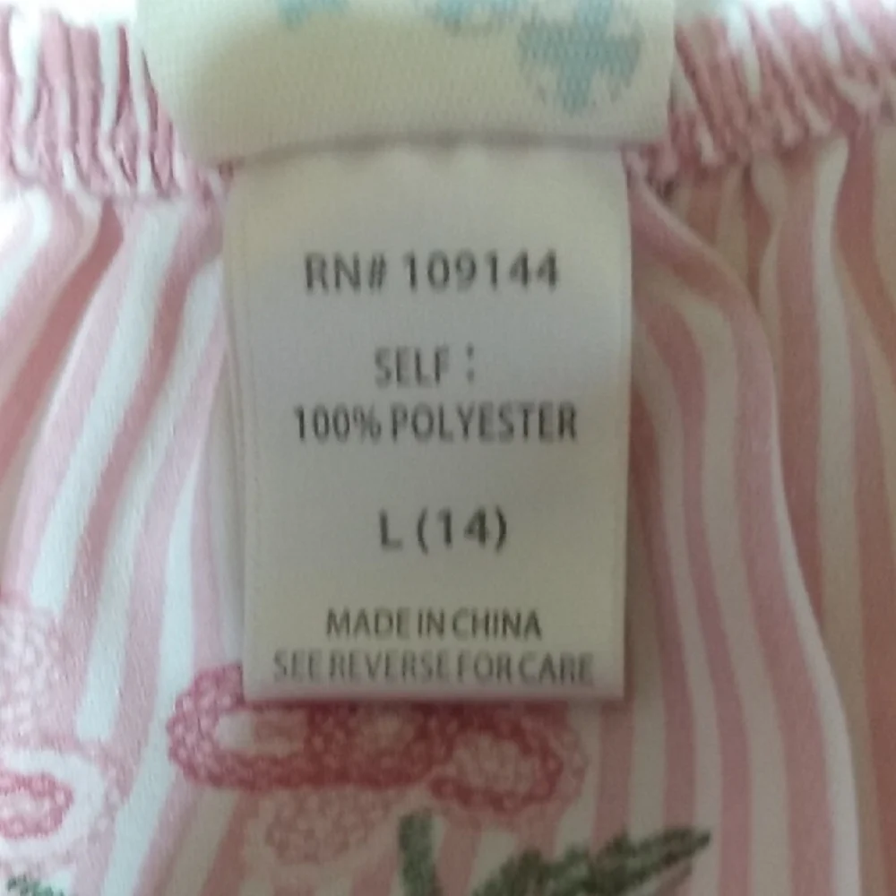 Lily Bleu Girls Pink‎ Stripe Floral Tie Front Top Size L 14